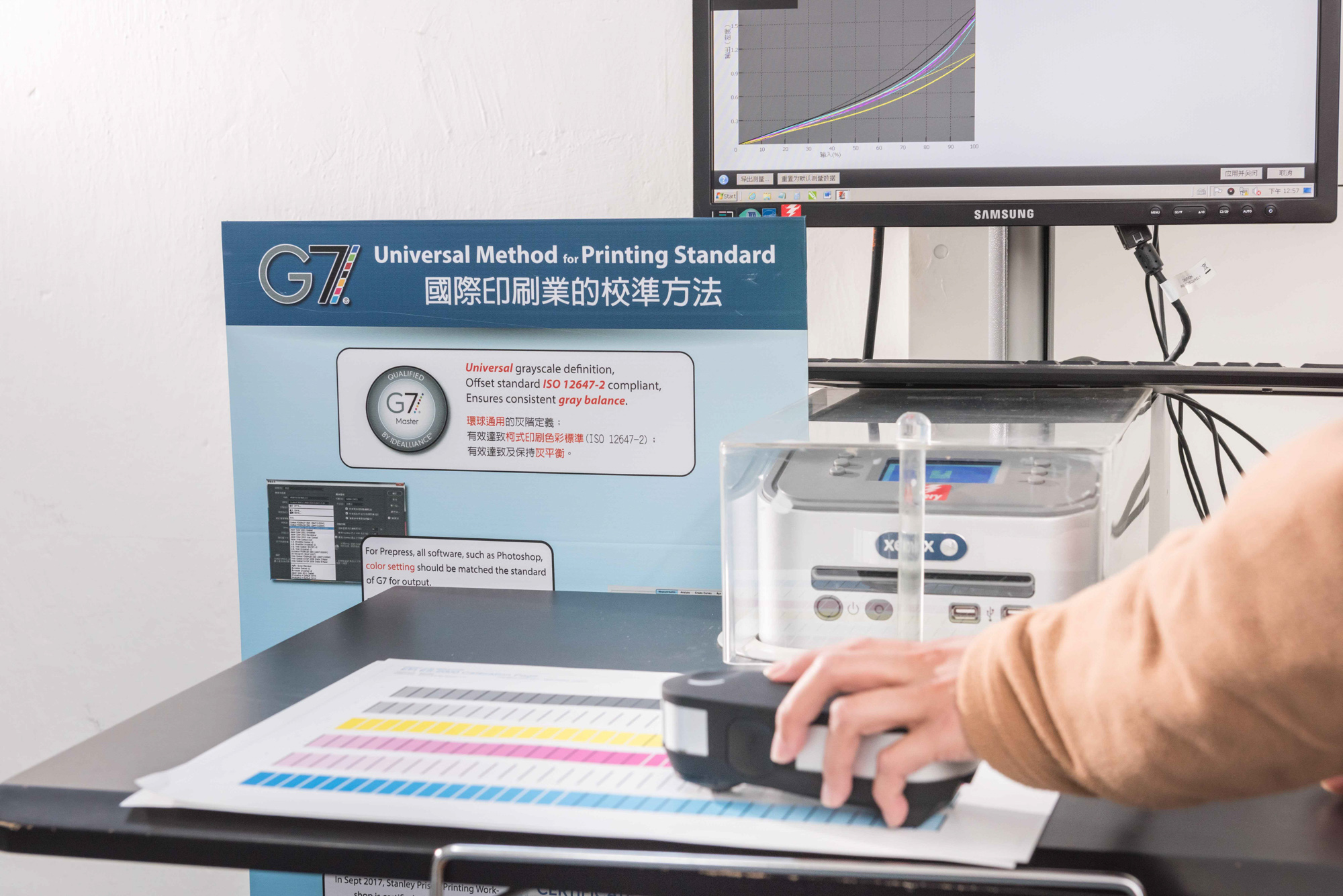 图一，赤柱监狱的印刷工场已成功获得国际认可的「G7」专业认证。