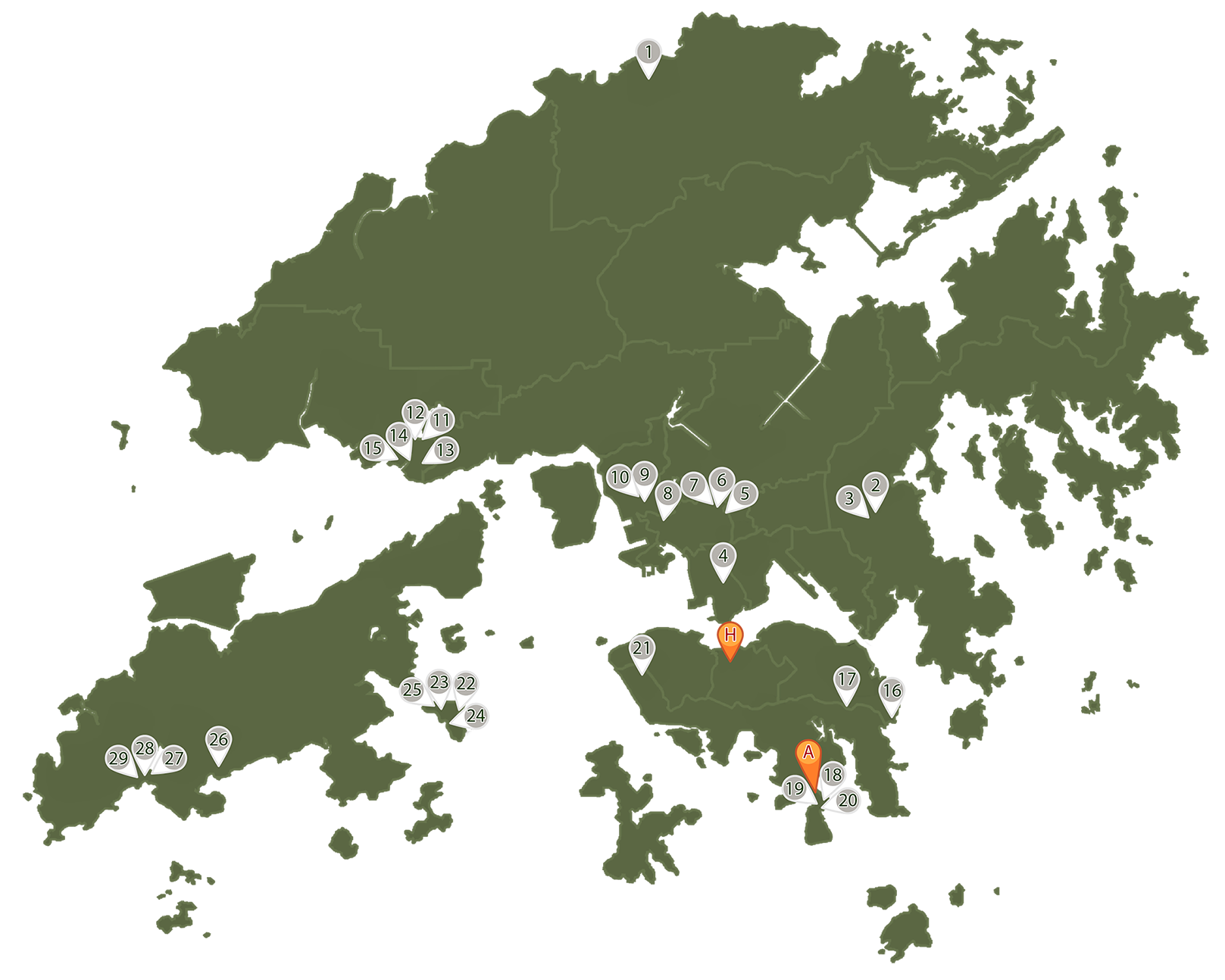 Locations of Correctional Services Department Headquarters, Hong Kong Correctional Services Academy and Correctional Facilities