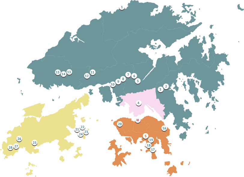 惩教署总部、职员训练院及惩教设施位置图