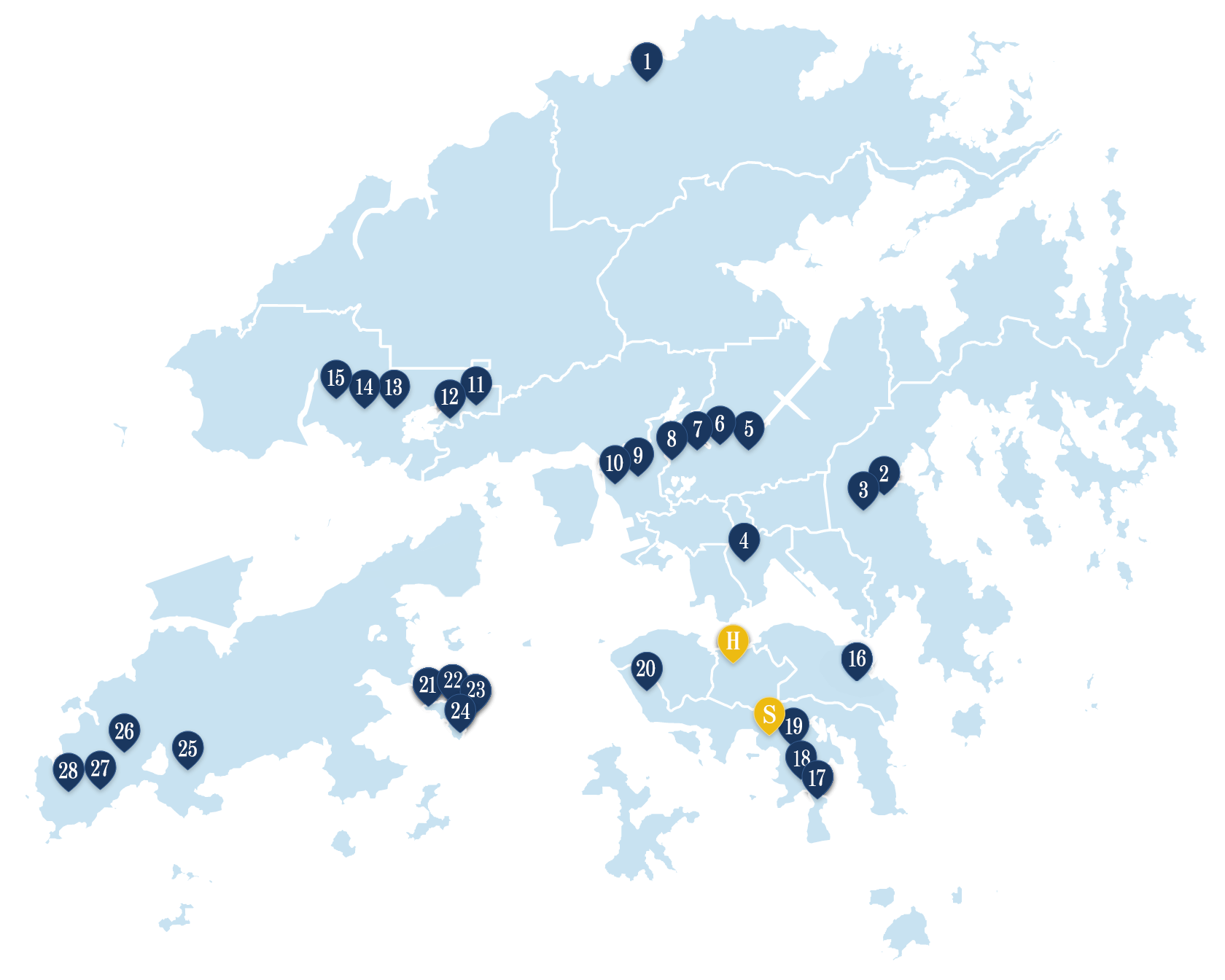 Locations of Correctional Services Department Headquarters, Staff Training Institute and Correctional Facilities