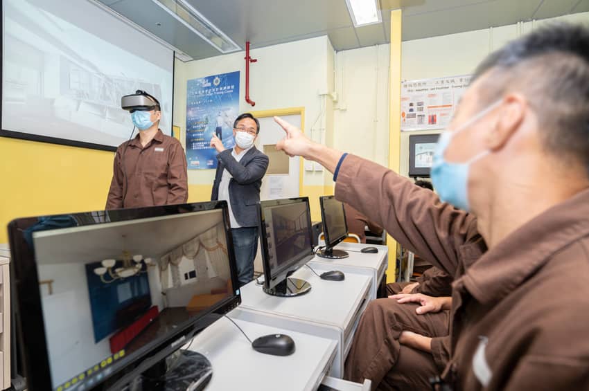Persons in custody learn interior design through the application of virtual reality (VR) technology.