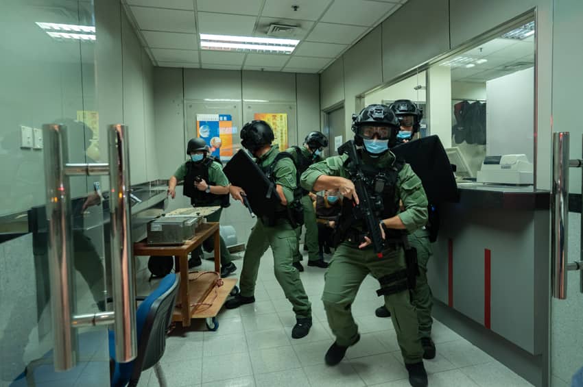 Members of the RRT participate in an inter-departmental CT exercise which simulates emergency scenarios that may occur during an escort operation.