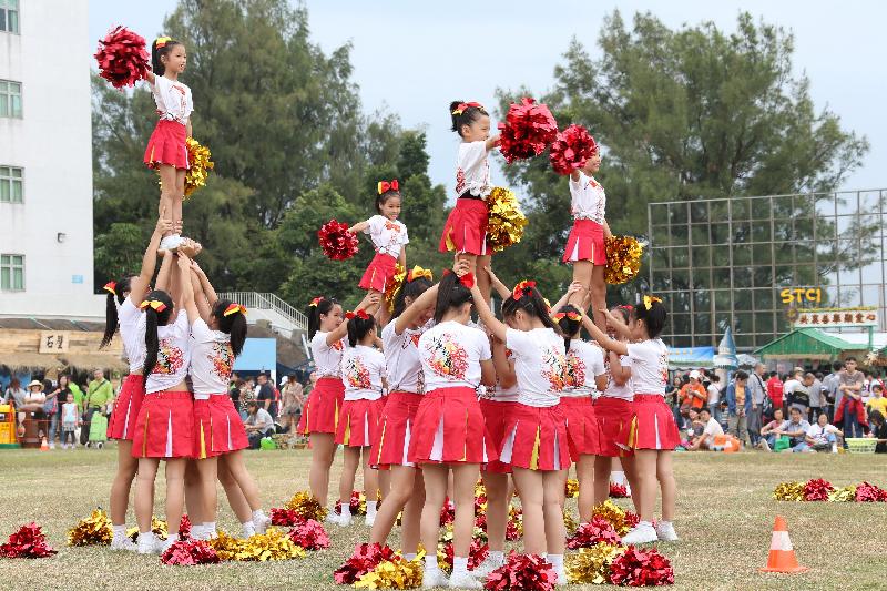 Community and education groups will demonstrate cheerleading techniques at the Fair.