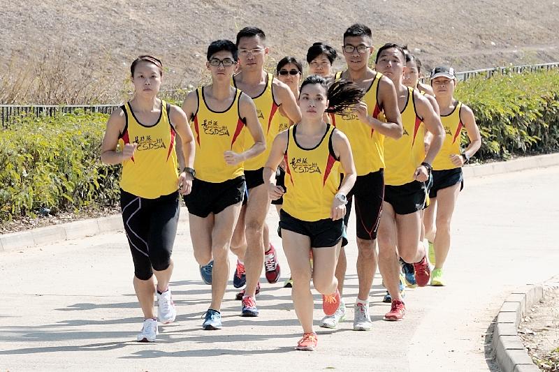 CSD staff members train enthusiastically for the distance run.