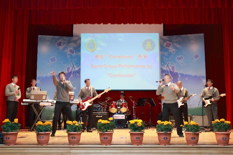 A band formed by persons in custody at Stanley Prison performs during the ceremony. 