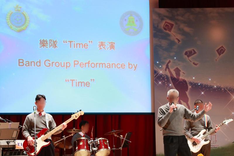 A band formed by persons in custody at Stanley Prison performs during the ceremony. 