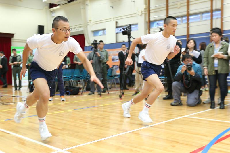 The physical fitness test also includes shuttle runs.