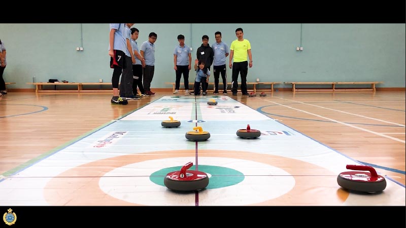 The Correctional Services Department today (August 26) released a video to introduce the newly established Rehabilitation Pioneer Leaders (RPLs) youth group. Picture shows members of the RPLs playing an indoor floor curling game.
