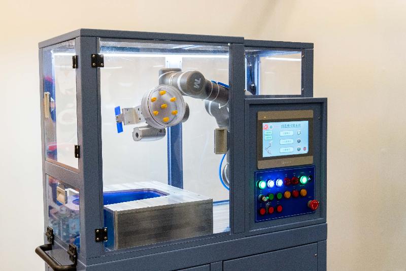 The Correctional Services Department held an annual press conference today (February 14). Photo shows a drug-detection robotic arm system.