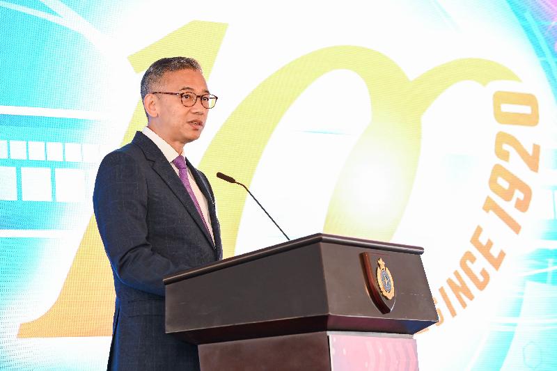 To celebrate the 100th anniversary of the establishment of the Correctional Services Department (CSD), a “Kick-off Ceremony of Celebration Events cum Carnival for 100th Anniversary of CSD” was held at Tai Kwun, Central today (January 12). Photo shows the Commissioner of Correctional Services, Mr Woo Ying-ming, delivering a speech at the ceremony.