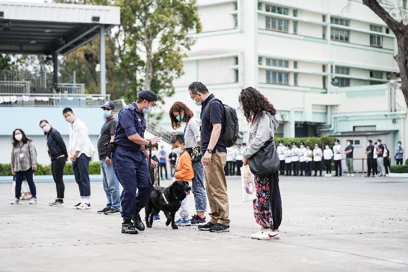 懲教署積極響應及支持今日（四月十五日）的「全民國家安全教育日」，並於該署的職員訓練院舉辦開放日。圖示警衛犬隊示範。