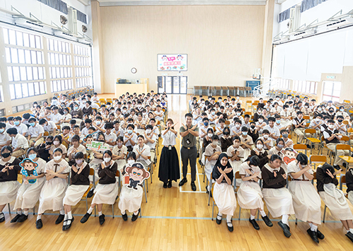 Group photo with students