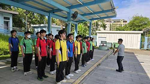 Students undergoing foot drill training